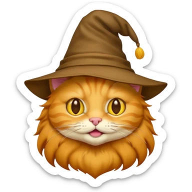 Yellow cat emoji wearing a sorting hat sticker