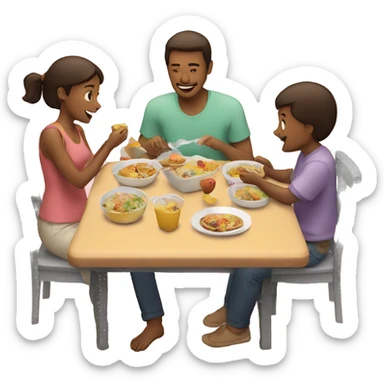 Parents eating lunch with their babies sticker