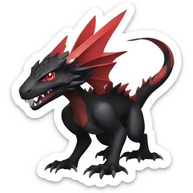 cool edgy black and red Dark-type nargacuga Pokémon full body sticker