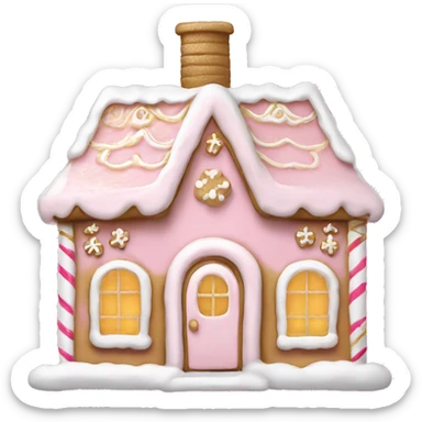 light pink and gold and white gingerbread house sticker