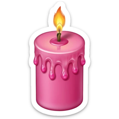 A drawing of a flaming pink candle that could be used at a romantic dinner table. The camera should be isometric at a 75-degree angle. sticker