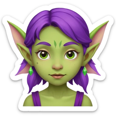 ugly purple green girl fairy goblin  sticker