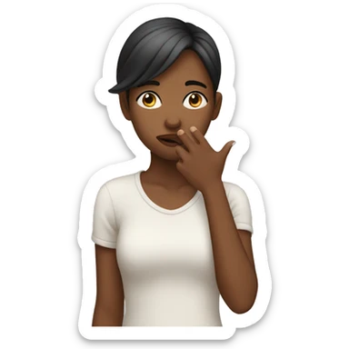 Girl with her hand over her mouth  sticker