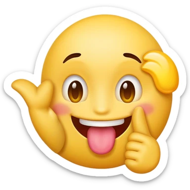a emoji stiking their tongue and a hand on it  sticker