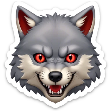 Evil Aggressive Grey Wolf with red eyes sticker