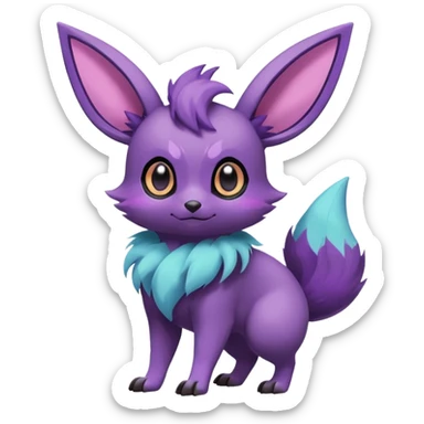 Rare exotic cute epic aestheti-Eevee-Noibat-species-Fakemon-hybrid-creature, with markings, full body sticker