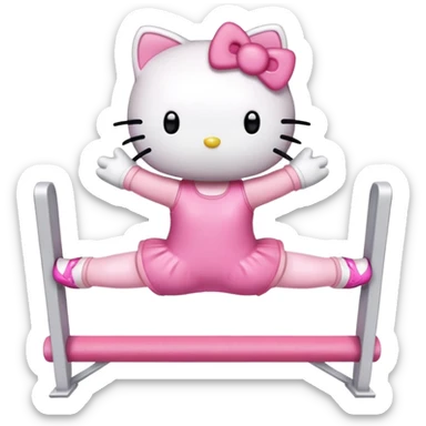 Hello Kitty doing a gymnastics straight jump sticker
