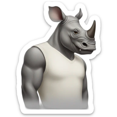 half man half rhino sticker