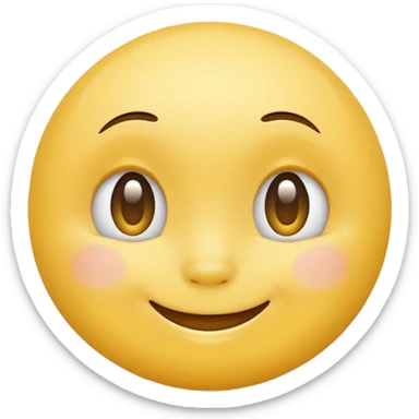 Emoji, yellow round smiling face, shy expression sticker