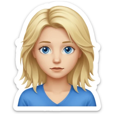 young blonde disheveled hair woman  sticker