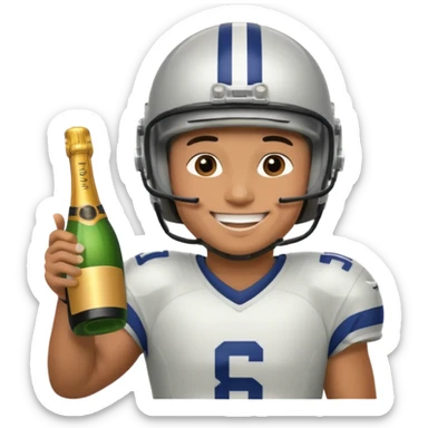 football player with champagne sticker