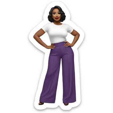 Realistic isolated pair of high waist long wide leg dressy casual pants in purple sticker