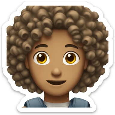 teenage with curly hair and tan skin is a male sticker