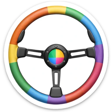 steering wheel with trans pride flag colors sticker
