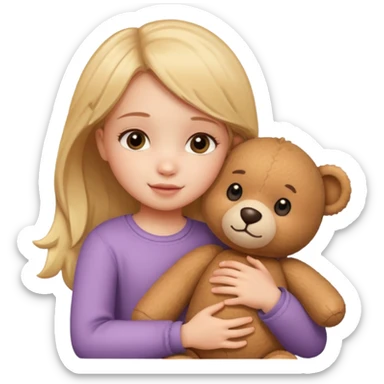 Little girl – hugging a teddy bear.
 sticker