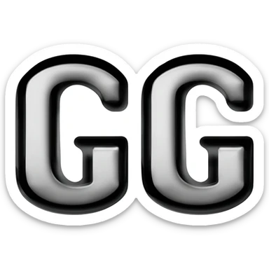 generate a black and white retro GG lettering sticker