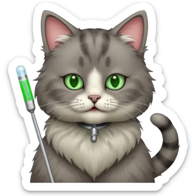 sick cat with termometer sticker
