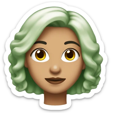 mujer pelo corto color castaño con ojos verdes piel blanca  sticker