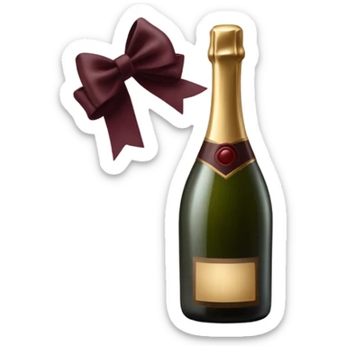champagne with elegant burgundy bow sticker