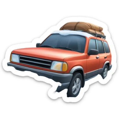 An adventurous car in an icy tundra setting, with snow and ice all around, highlighting the ability to conquer extreme and inhospitable terrains. sticker