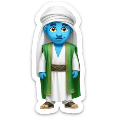 Smurf wearing a saudi clothes sticker