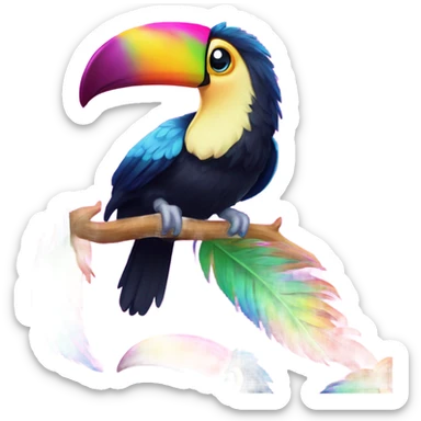 Lisa frank toucan with rainbow feathers sticker