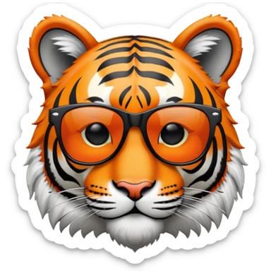 tiger face with wayfarer sunglasses black lens, cool expression sticker