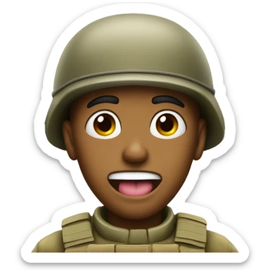 soldier shows his tongue sticker