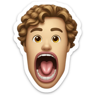 tongue sticking to the roof of mouth, open mouth, defined jawline sticker