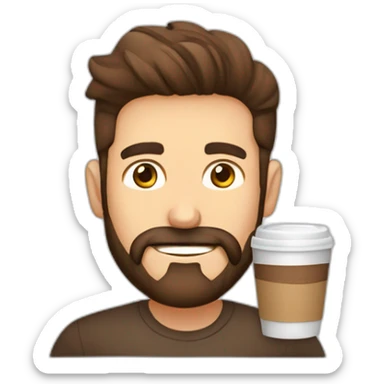 homem com barba segurando um copo café sticker