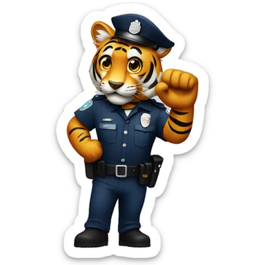 police tiger with hand up to stop you sticker