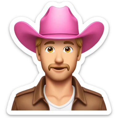 Ryon Gosling wearing pink cowboy hat  sticker