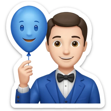 gentleman holding blue balloon sticker