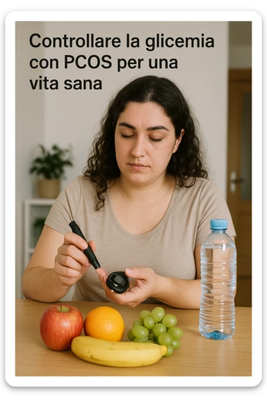 Donna con pcos che regola la sua glicemia immagine realistiche in italiano sticker