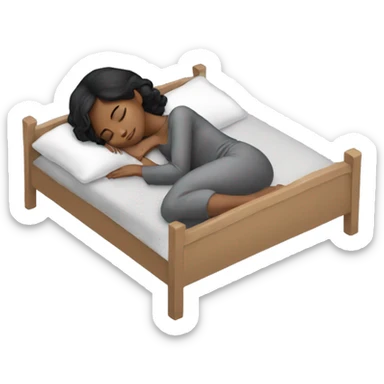 Brown Girl black hair sleeping with grey cat sticker