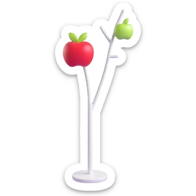 sleek white standing coat rack with apple-inspired minimalist design sticker