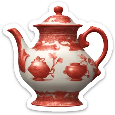 Red antique porcelain teapot sticker