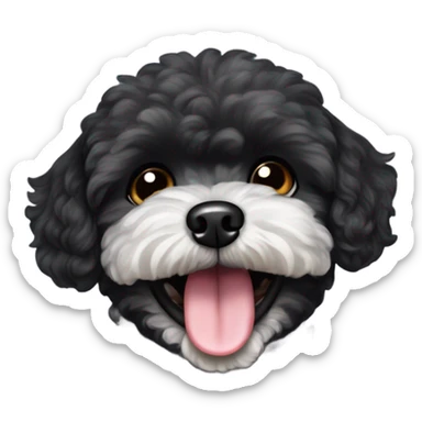 Black maltipoo dog laughing sticker