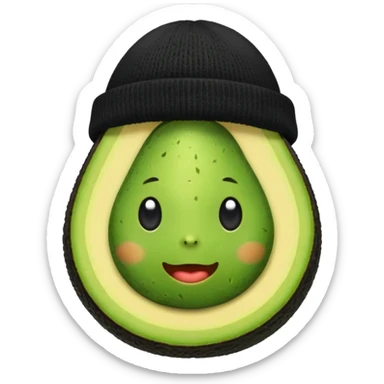 Avocado with a black beanie sticker