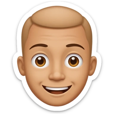 Funny caricature style cartoon, big head small body, happy face sticker