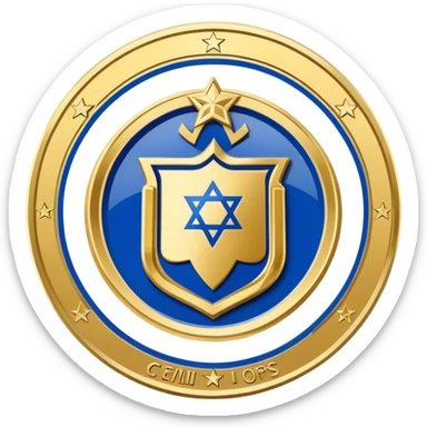 Israeli Premier League champions plate, shiny gold and blue, simple and iconic sticker