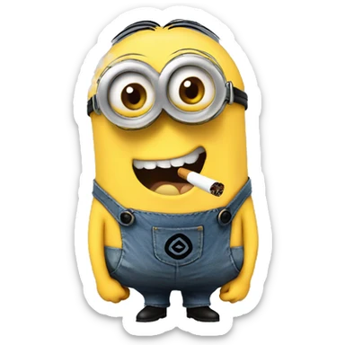 Minion with a cigarette sticker