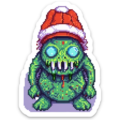 Add a red hat that says 'MAGA' in white letters to the slime monster, keep pixel art style, with no background. sticker