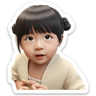realistic portrait of black haired girl sticker