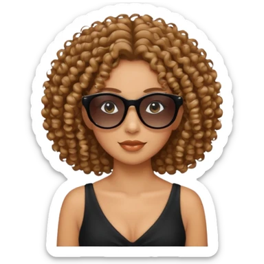 woman police wearing black dress with sun glasses curly hair sticker