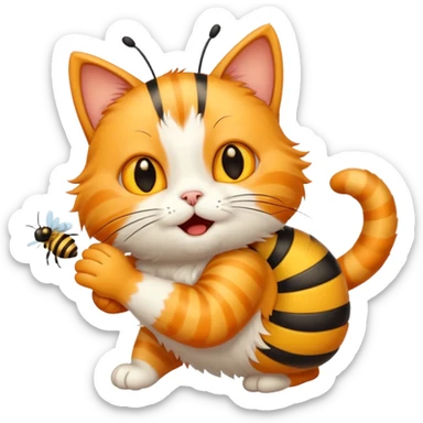 Cat with a bee sticker