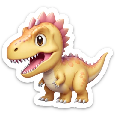 A cute, kawaii style pastel Tyrannosaurus rex with sharp teeth￼ sticker