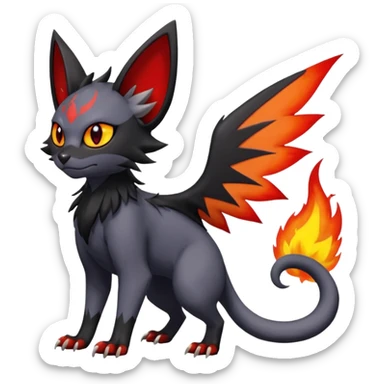 Noibat-Lykoi-Nargacuga-Litten-Torracat-fusion-Fakemon-Pokémon-creature  sticker