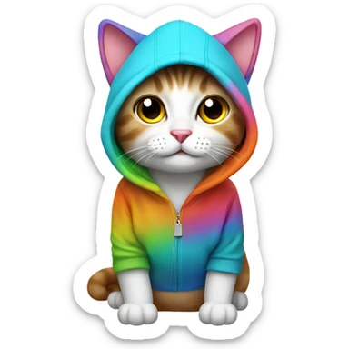Cat wearing hoodie sticker