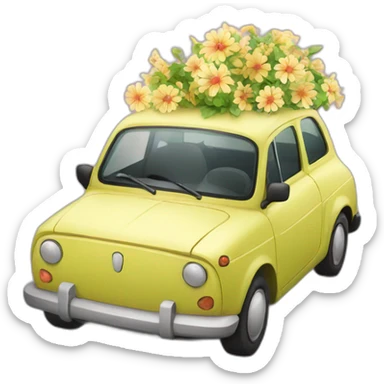 car with flower sticker
